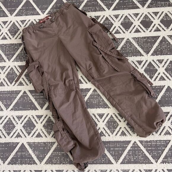 Vintage Y2K brown parachute pants baggy women’s size‎ M - Picture 4 of 9